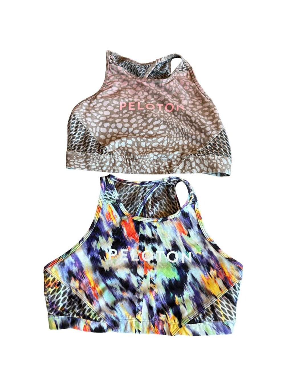 Peloton Two Colorful Sports Bras Workout Athletic Athleisure Size Medium Women's